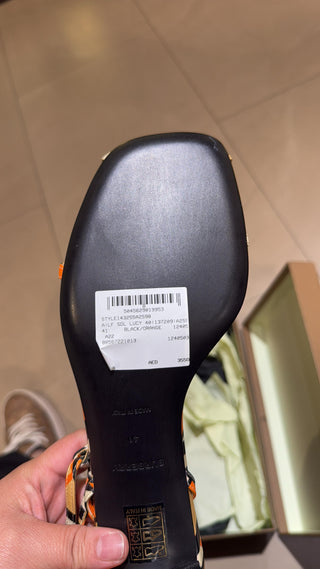 Burberry TB Black Orange Sandals