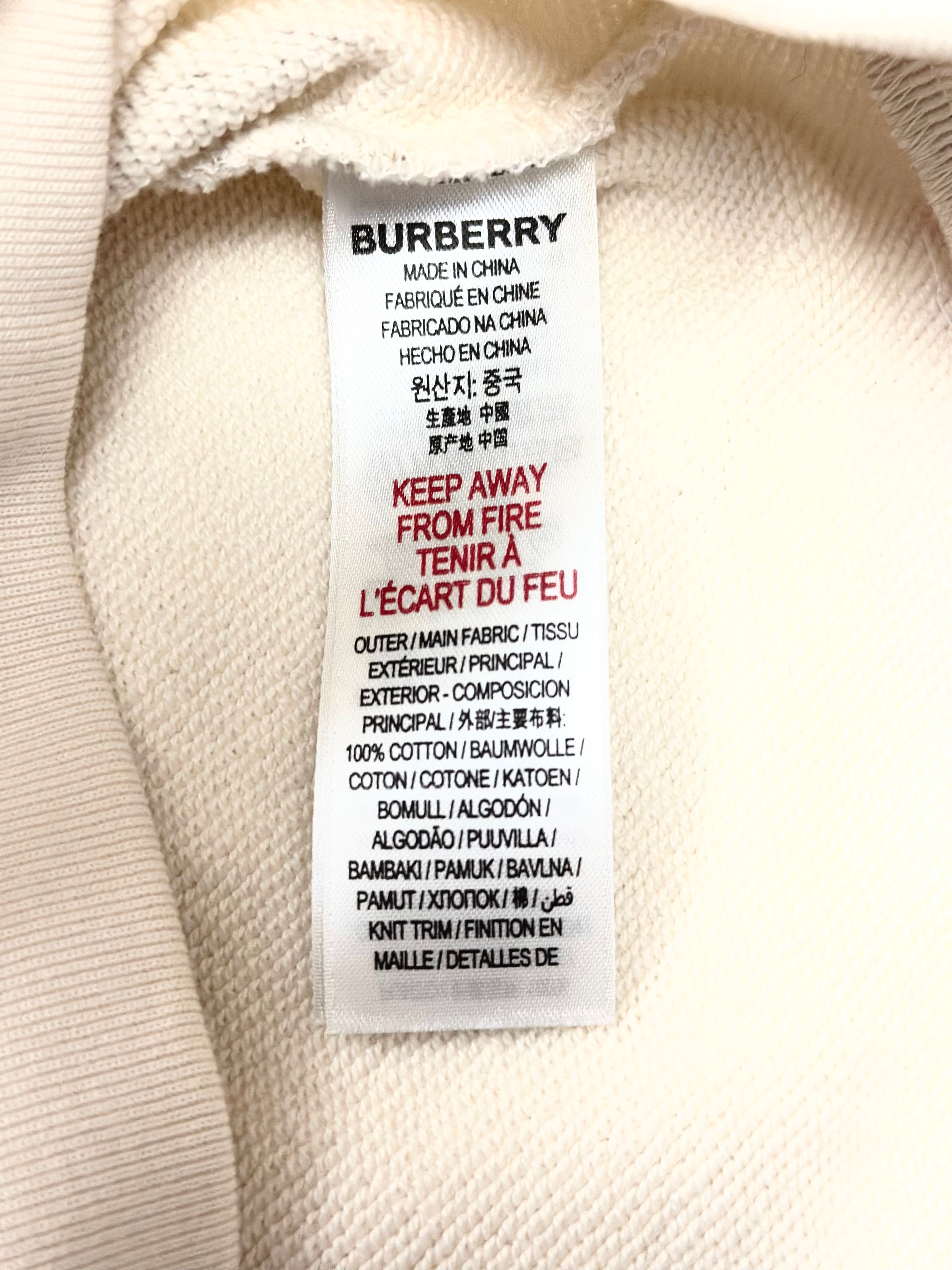 Burberry Beige Hoodie Shirt with Colourful Round Brand Name Logo