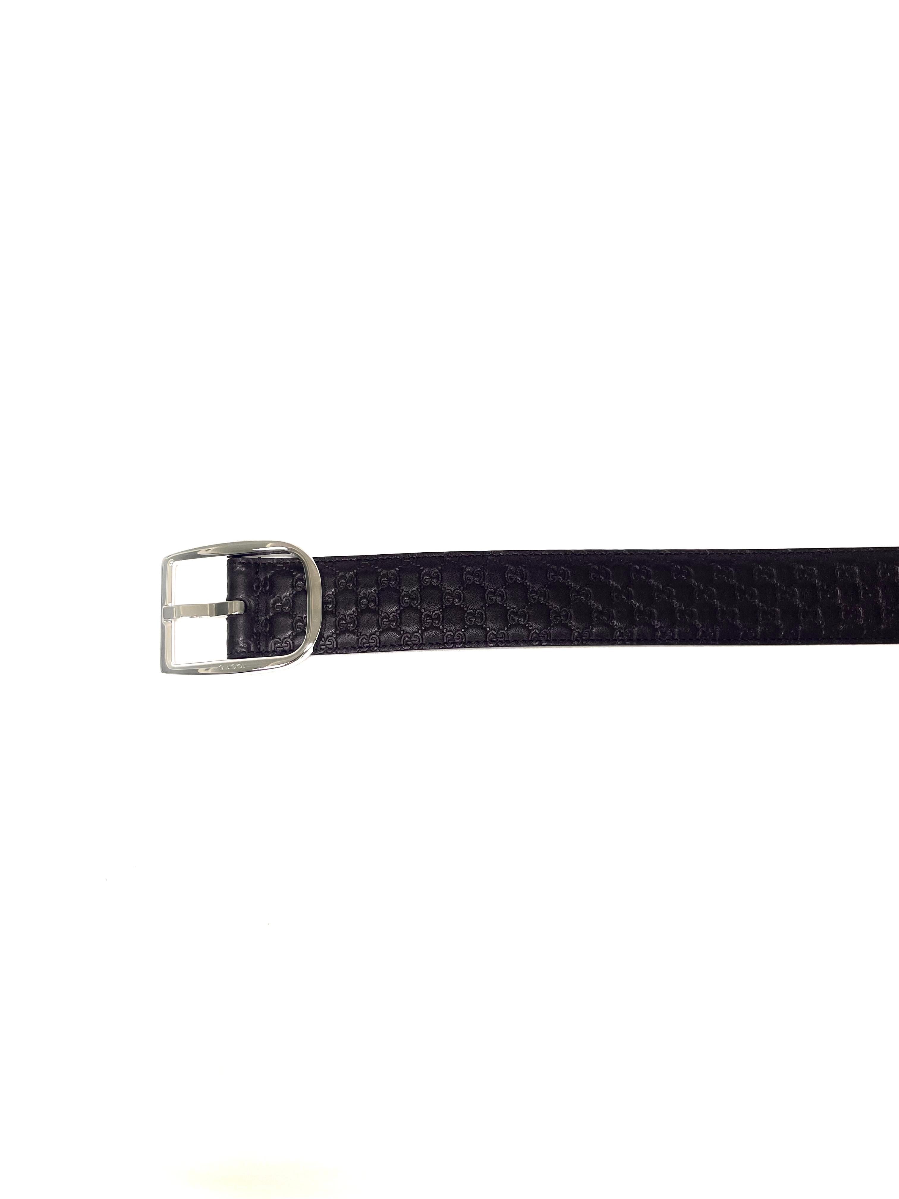 Gucci Embossed GG Navy Leather Belt