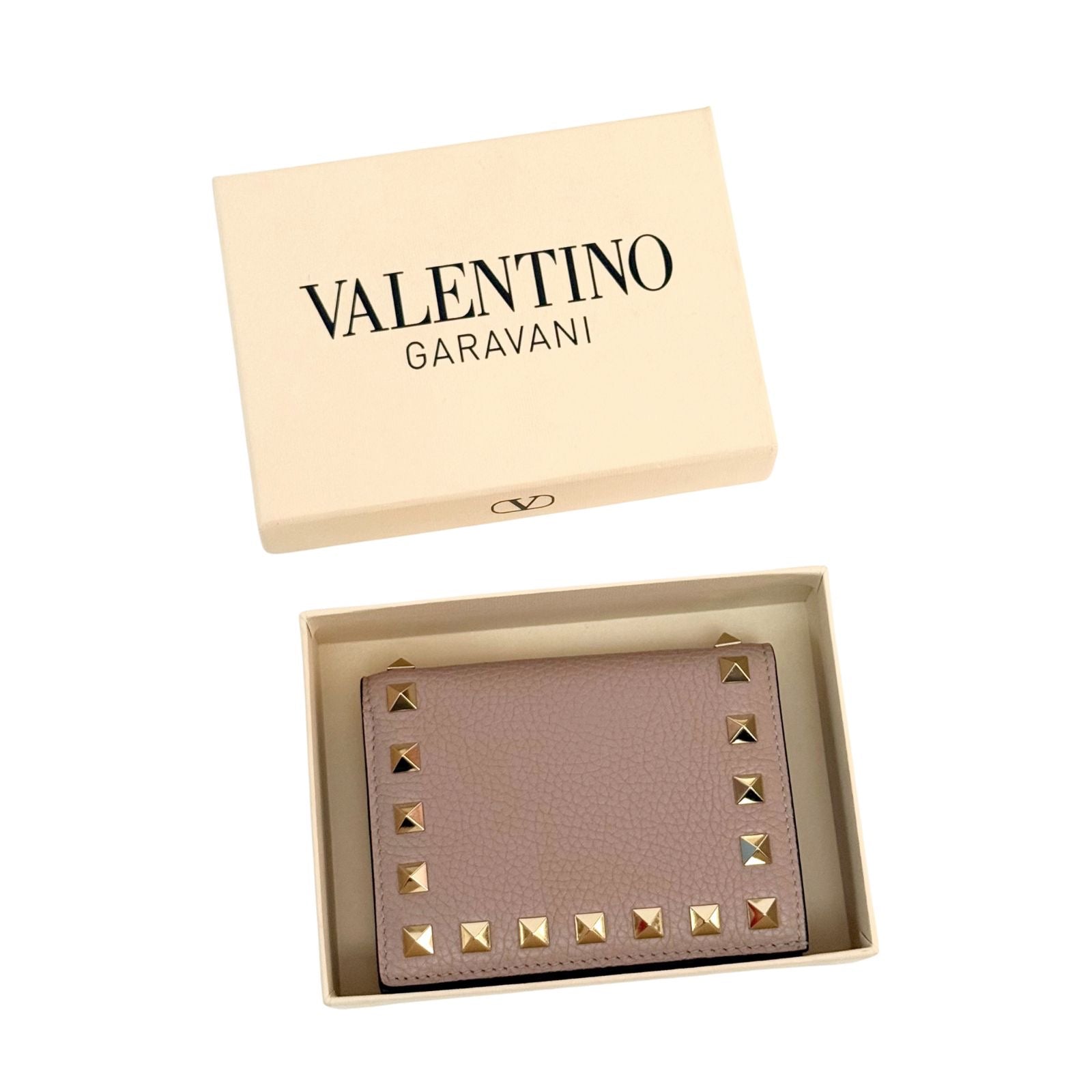 Valentino Bifold Rockstud Beige