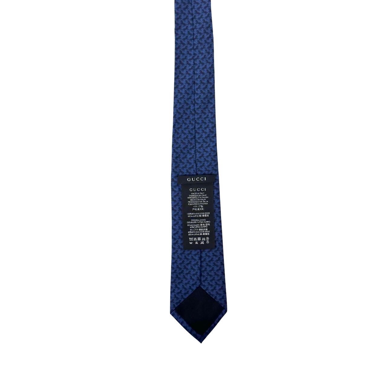Gucci Navy With Print Silk Tie