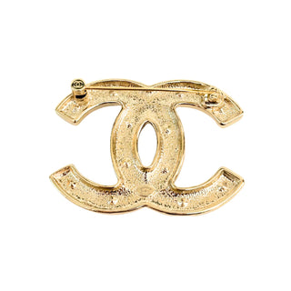 Chanel Pink Hear Resin Bead Pearl Gold CC Brooch Pin