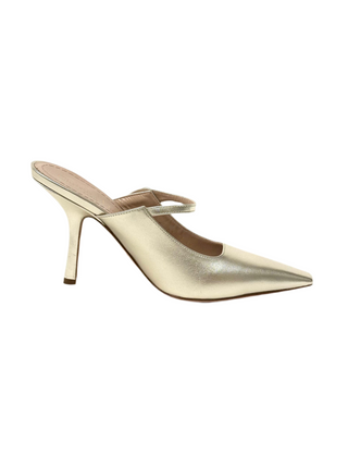 Dior Heeled Mule Gold Tone Metallic Lambskin