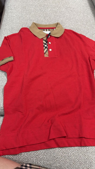 Burberry red classic beige collar Polo shirt