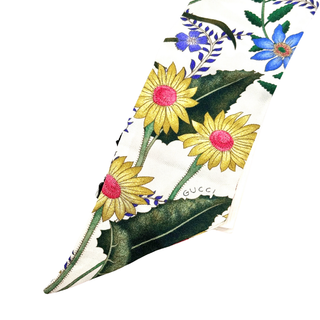 Gucci Printed Silk Twill Ribbon  White / Multicolor