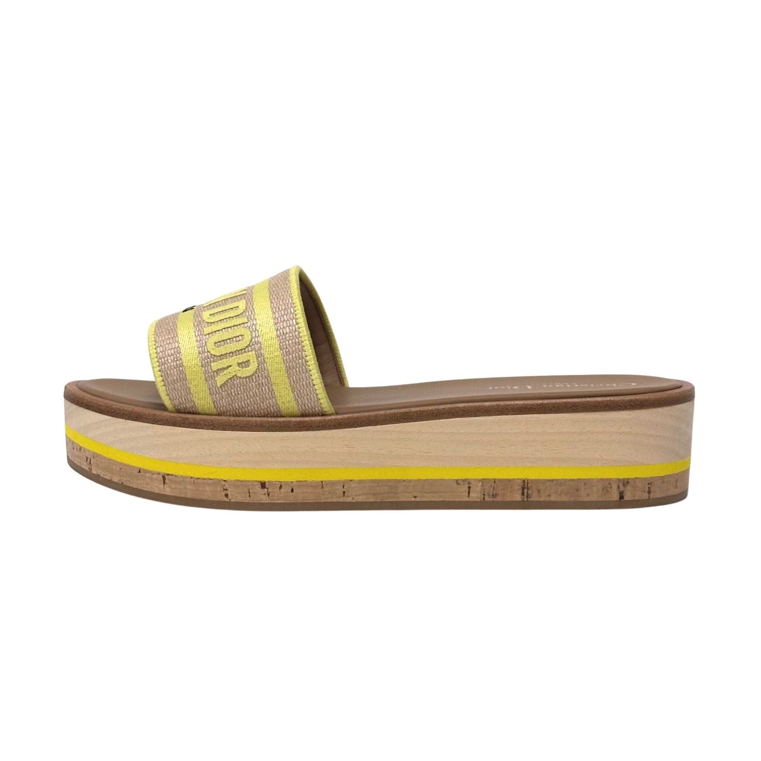 Christian Dior Platform Slides in Natural/ Lemon