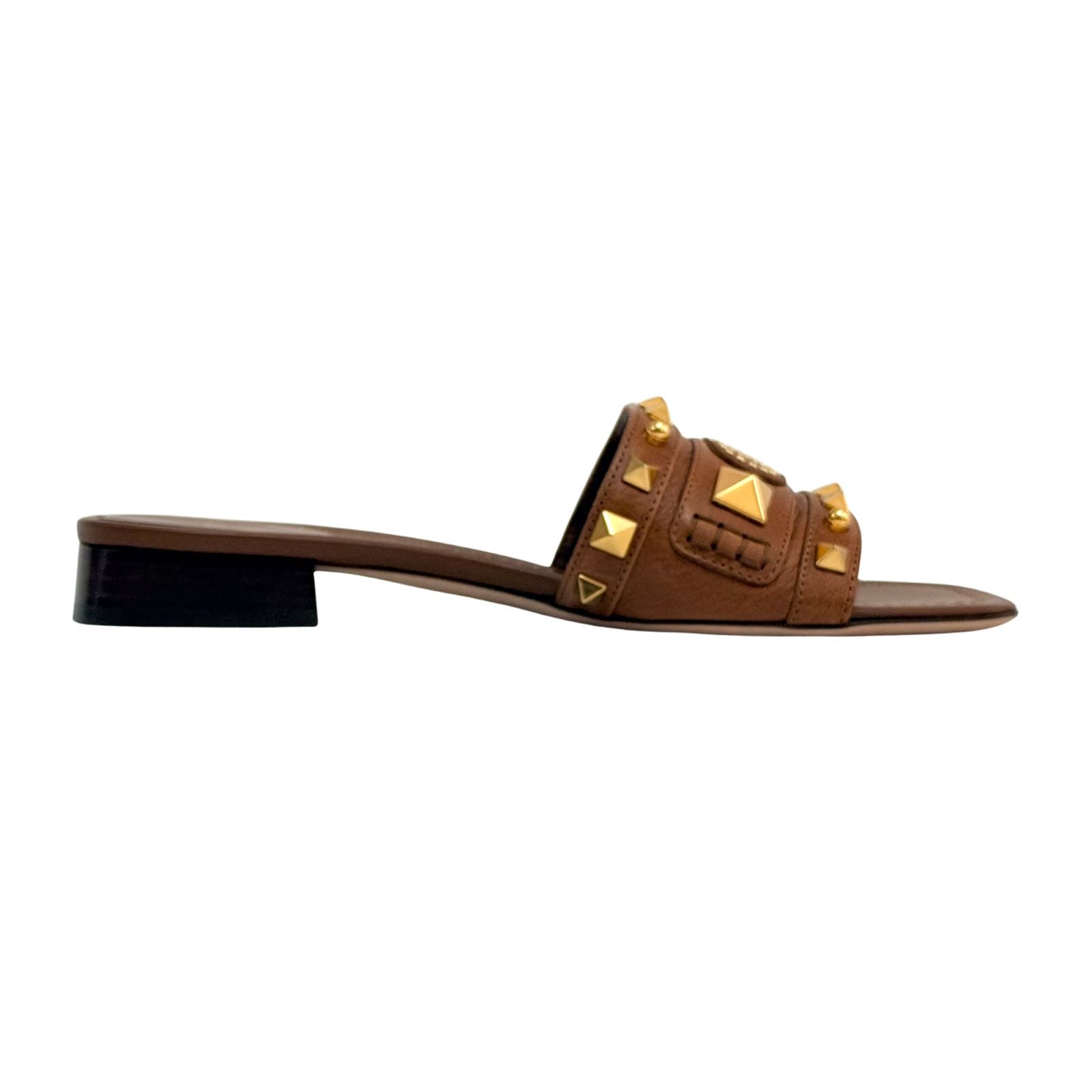 Valentino Embellished Leather Sliders