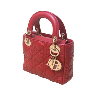 Lady Dior Red Mini Lambskin Cannage