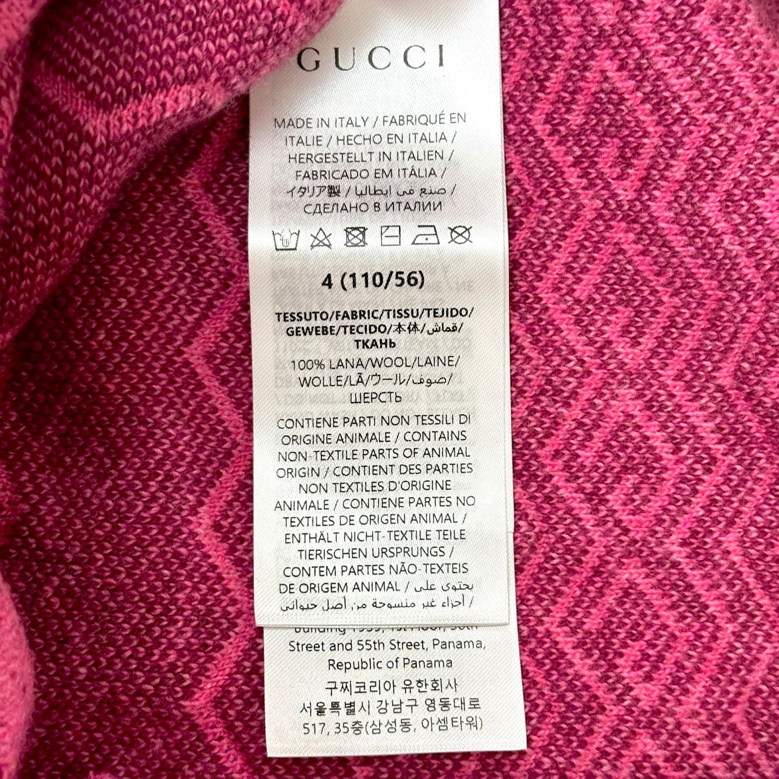 Gucci Fuchsia CrewNeck with Floral Motif Wool Dress