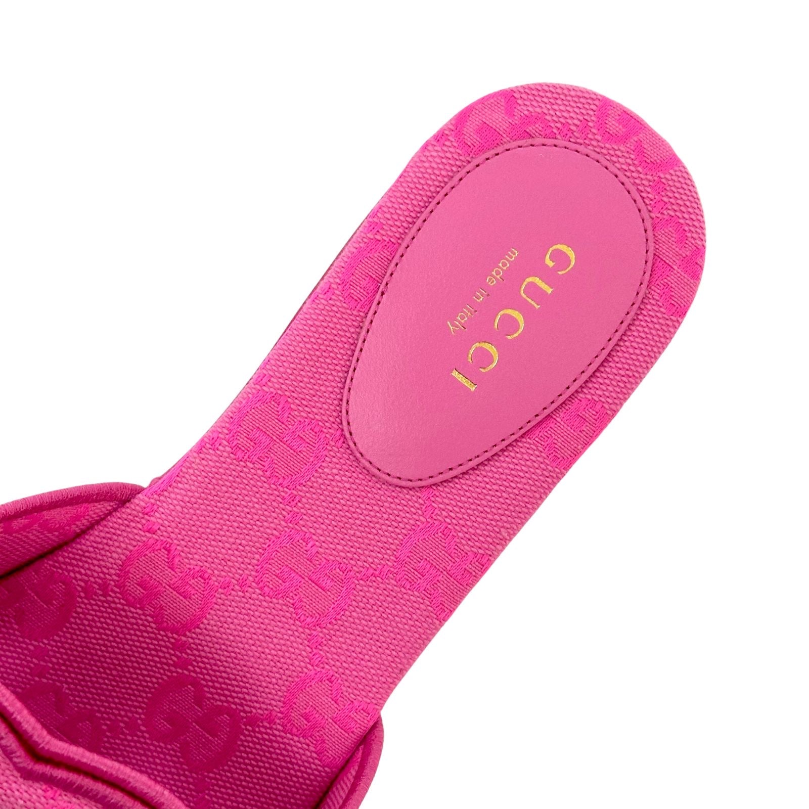 Gucci Pink Interlocking G Canvas Flat Slides