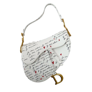 Christian Dior Heart Je Vous Adore Saddle Bag Leather White
