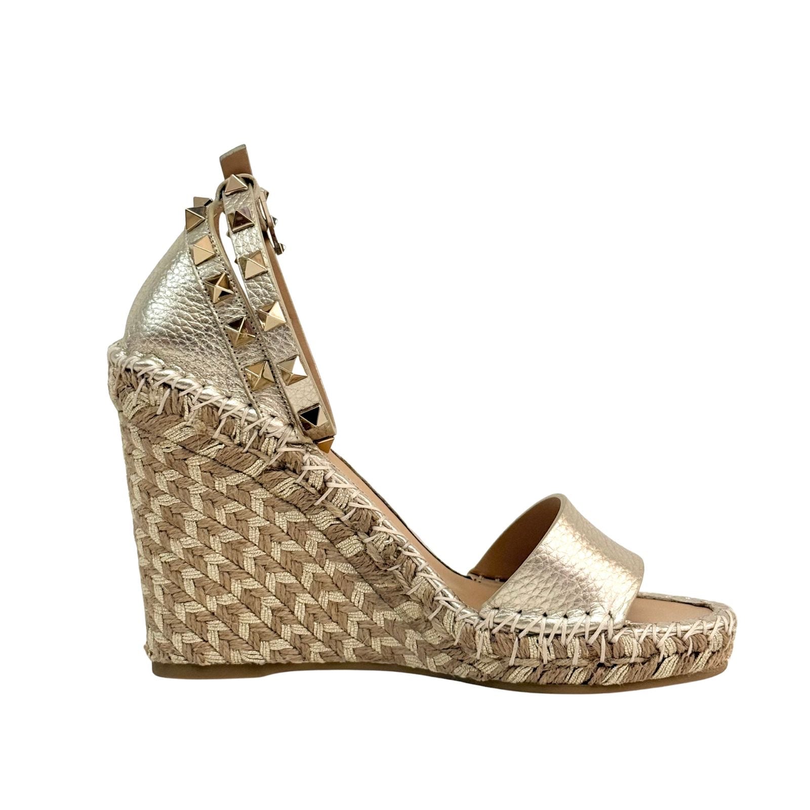 Valentino Rockstud Double Wedge Sandals