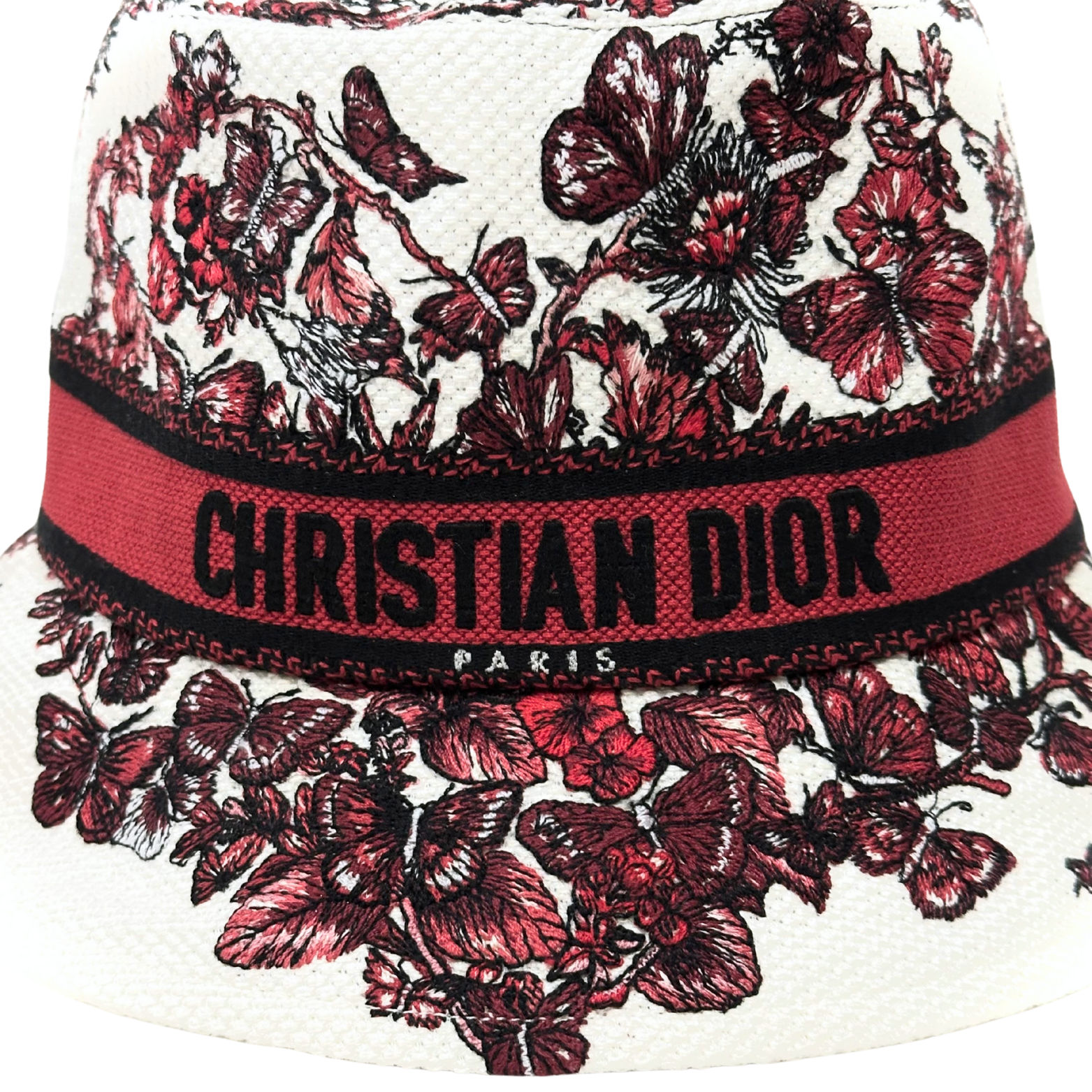 Christian Dior Bucket Hat White/ Red Butterfly