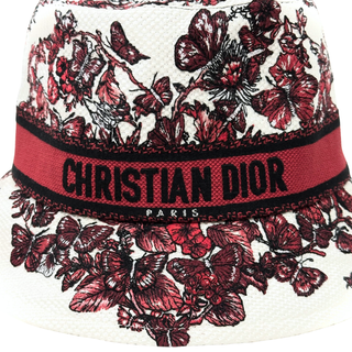 Christian Dior Bucket Hat White/ Red Butterfly