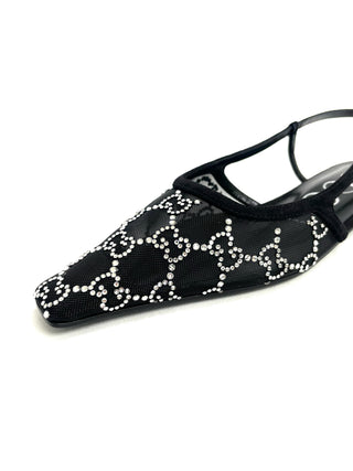 Gucci GG Crystal Mesh Slingbacks