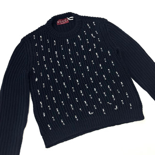 Gucci Navy Sweater with Crystal