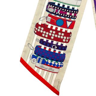 Hermes Maxi Twilly Scarf Beige / Red