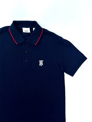 Burberry Blue Icon Stripe Placket Cotton Polo Shirt