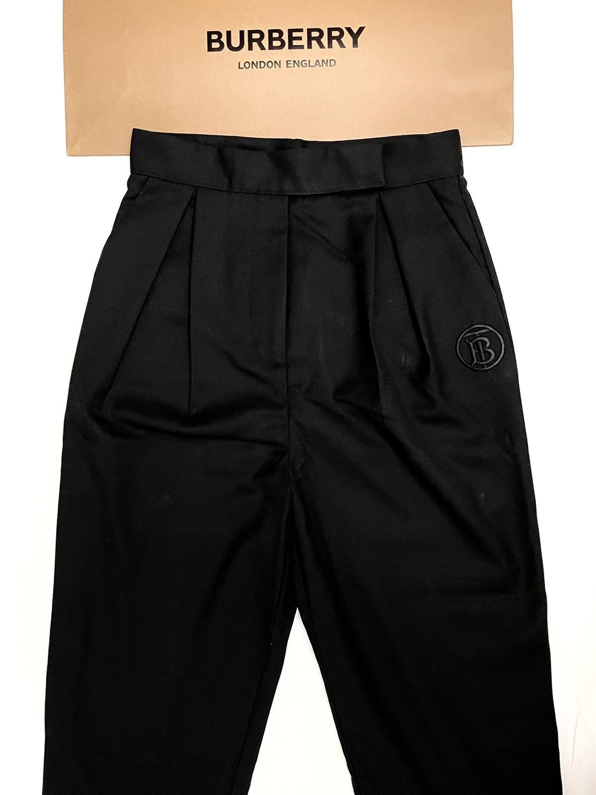 Burberry Black Liza Trousers with TB Embroidery