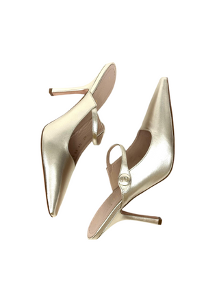 Dior Heeled Mule Gold Tone Metallic Lambskin