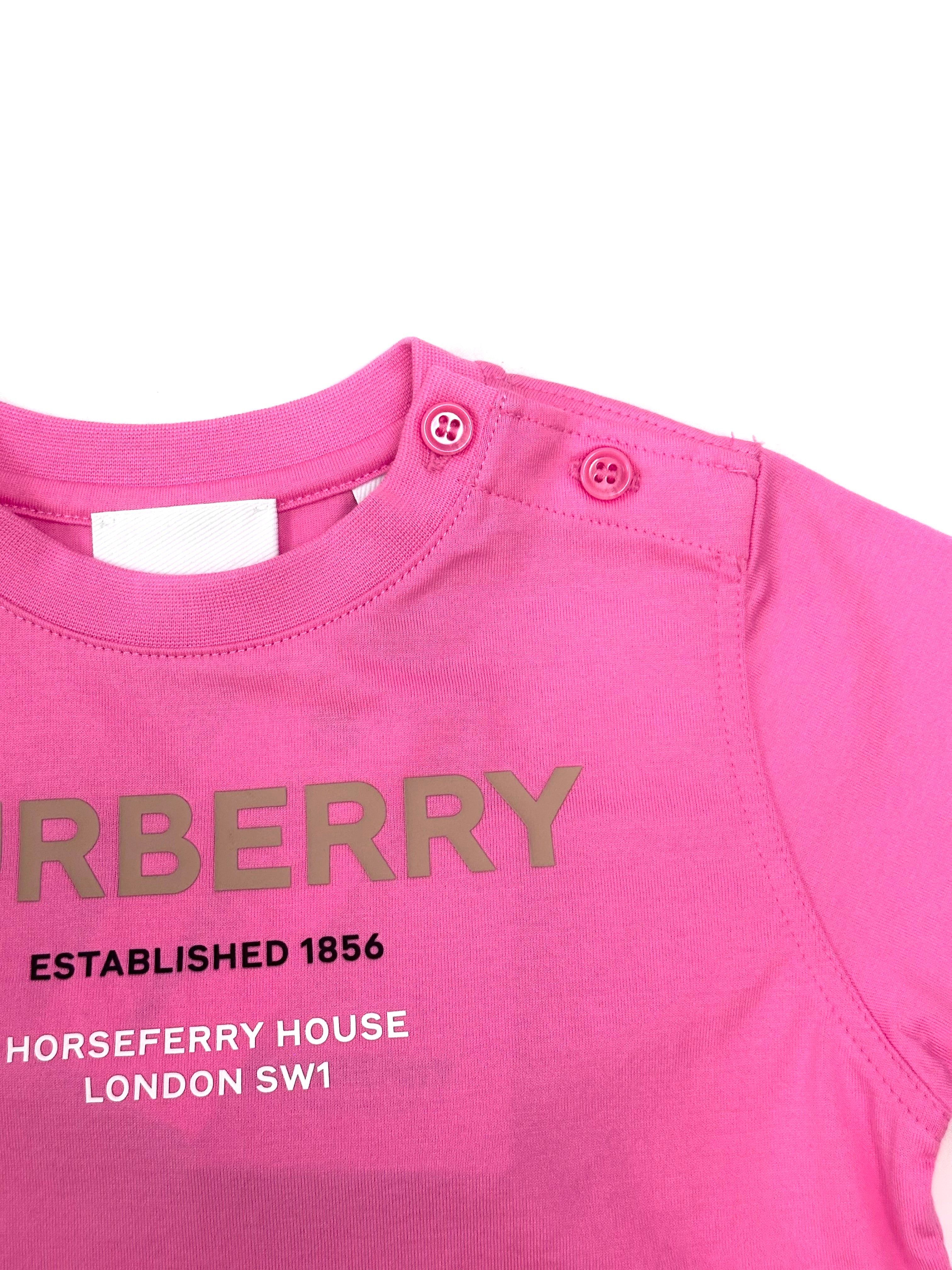 Burberry Pink with Gold Name Logo T’shirt