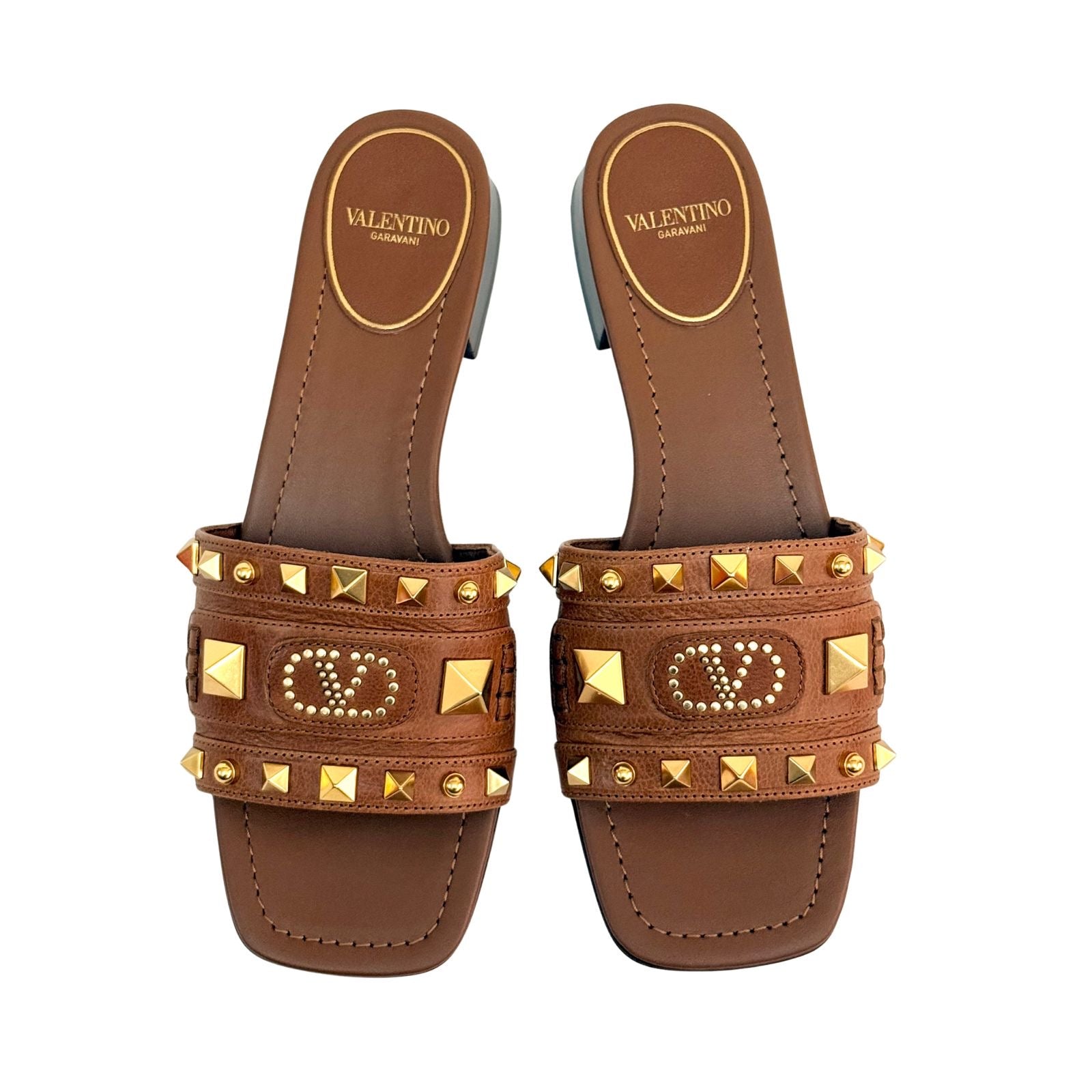 Valentino Embellished Leather Sliders