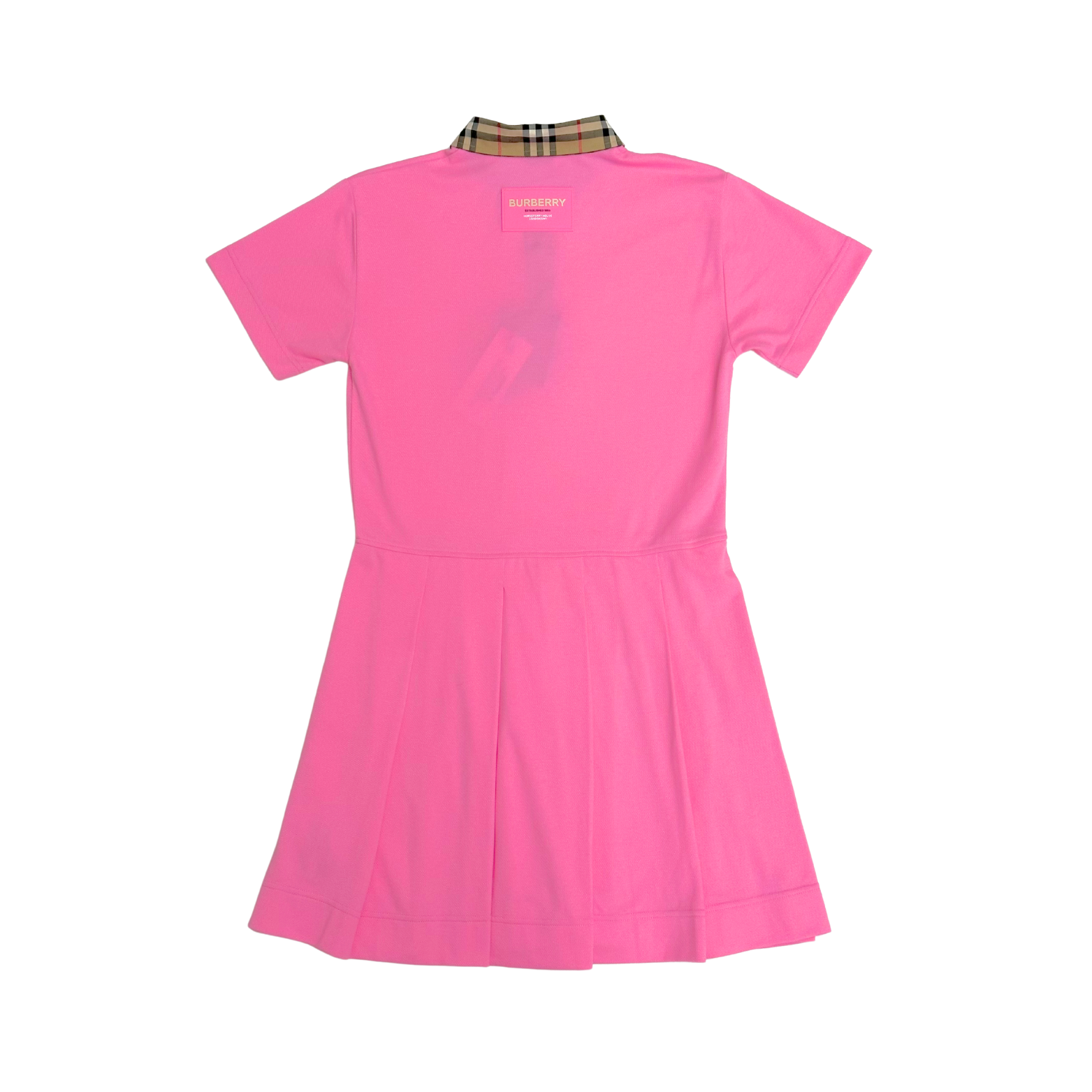 Burberry Pink Polo Dress with Classic Vintage Design and Brand Logo Patch