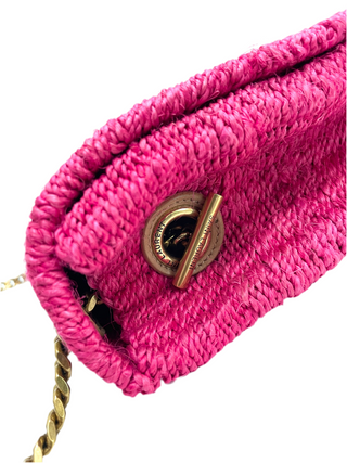 YSL Raffia Pink Gold Shoulder Bag