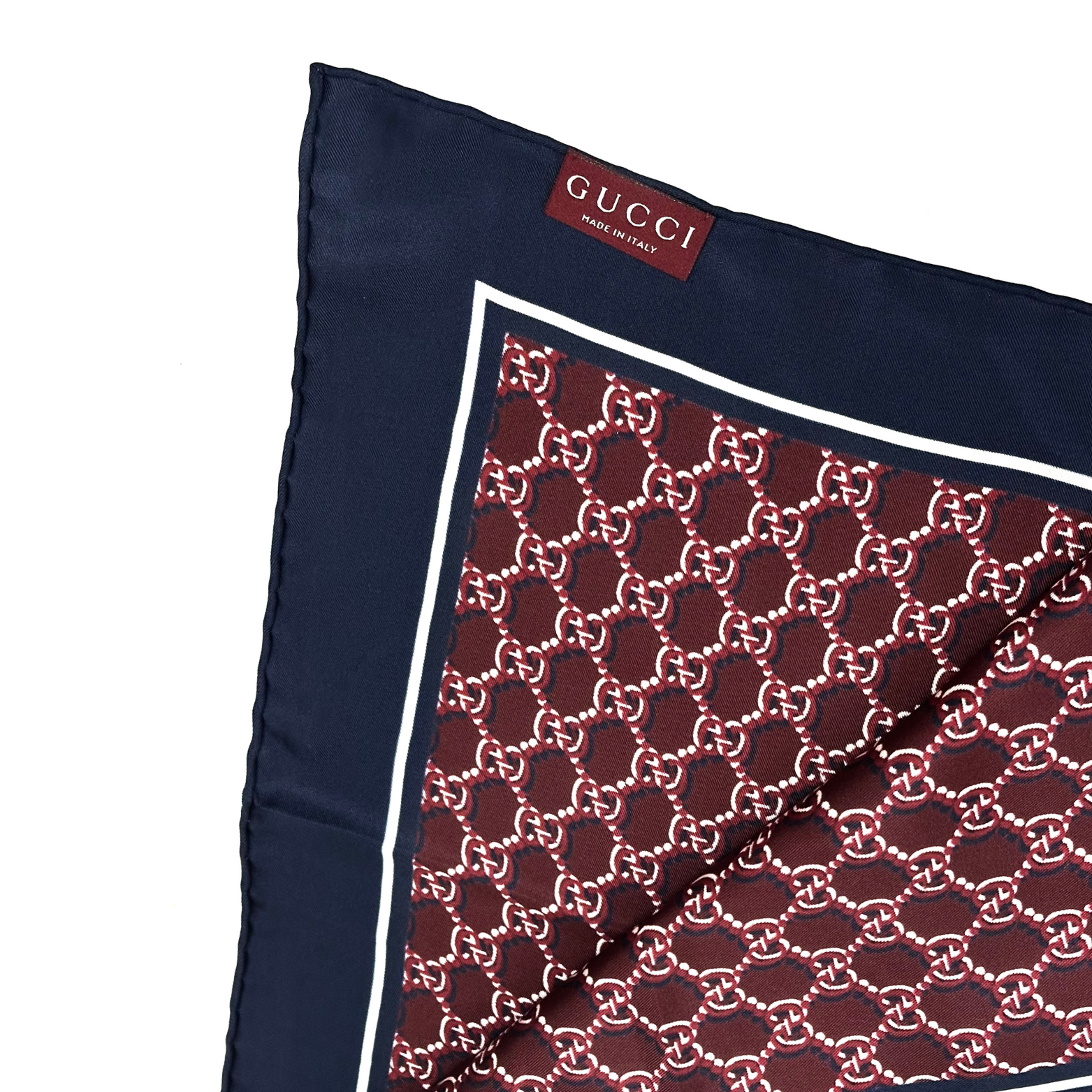 Gucci Silk Scarf GG Burgundy Navy