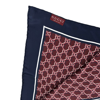 Gucci Silk Scarf GG Burgundy Navy