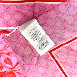 Gucci Silk Pink GG Print Scarf