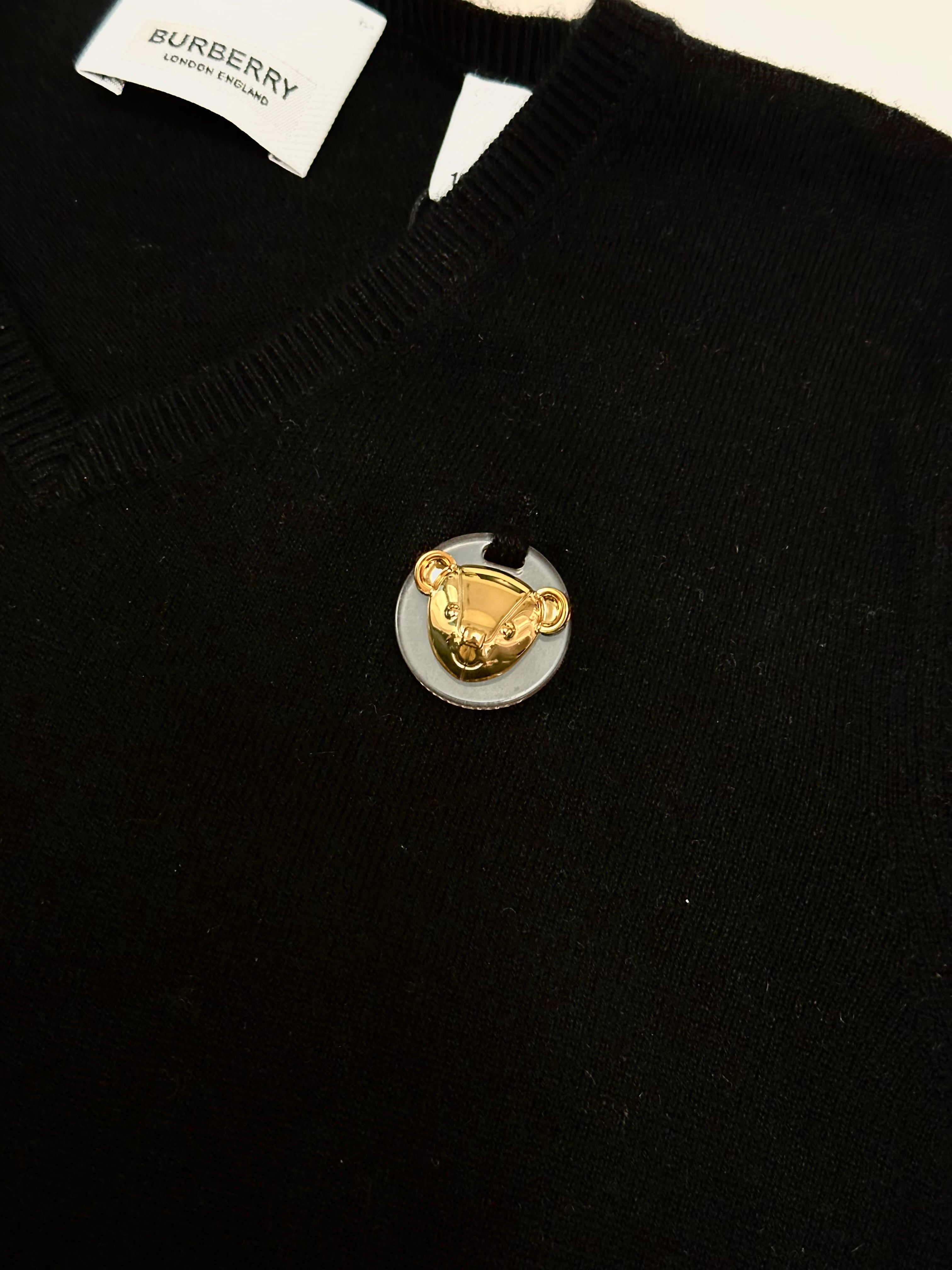 Burberry Black Cashmere Pullover with Iconic Bear