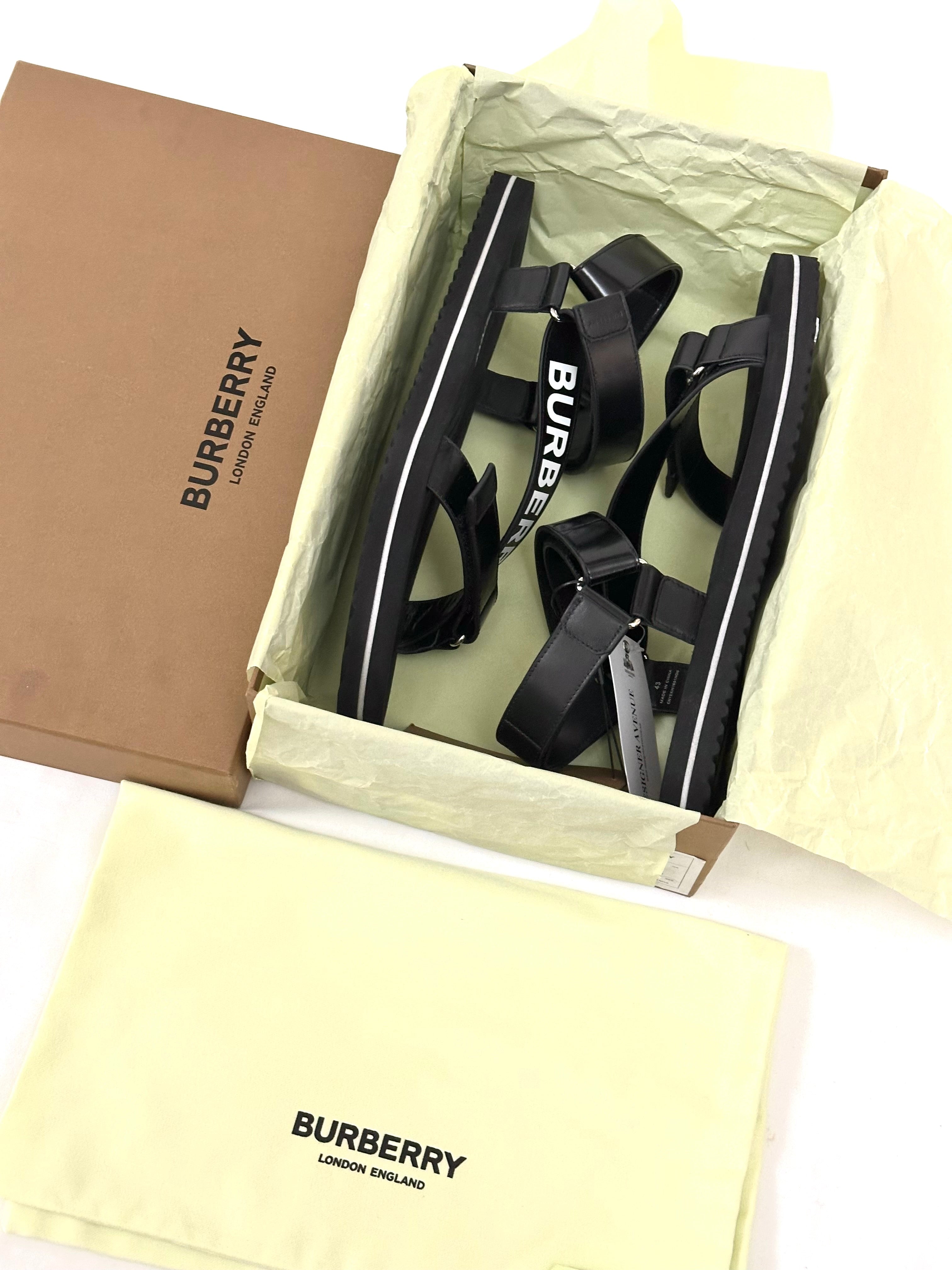 Burberry Logo Leather Sandals with Rubber Sole