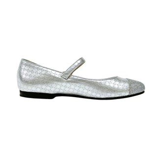 Christian Dior Ballerina Shoes Lambskin Leather and Sequin Silver