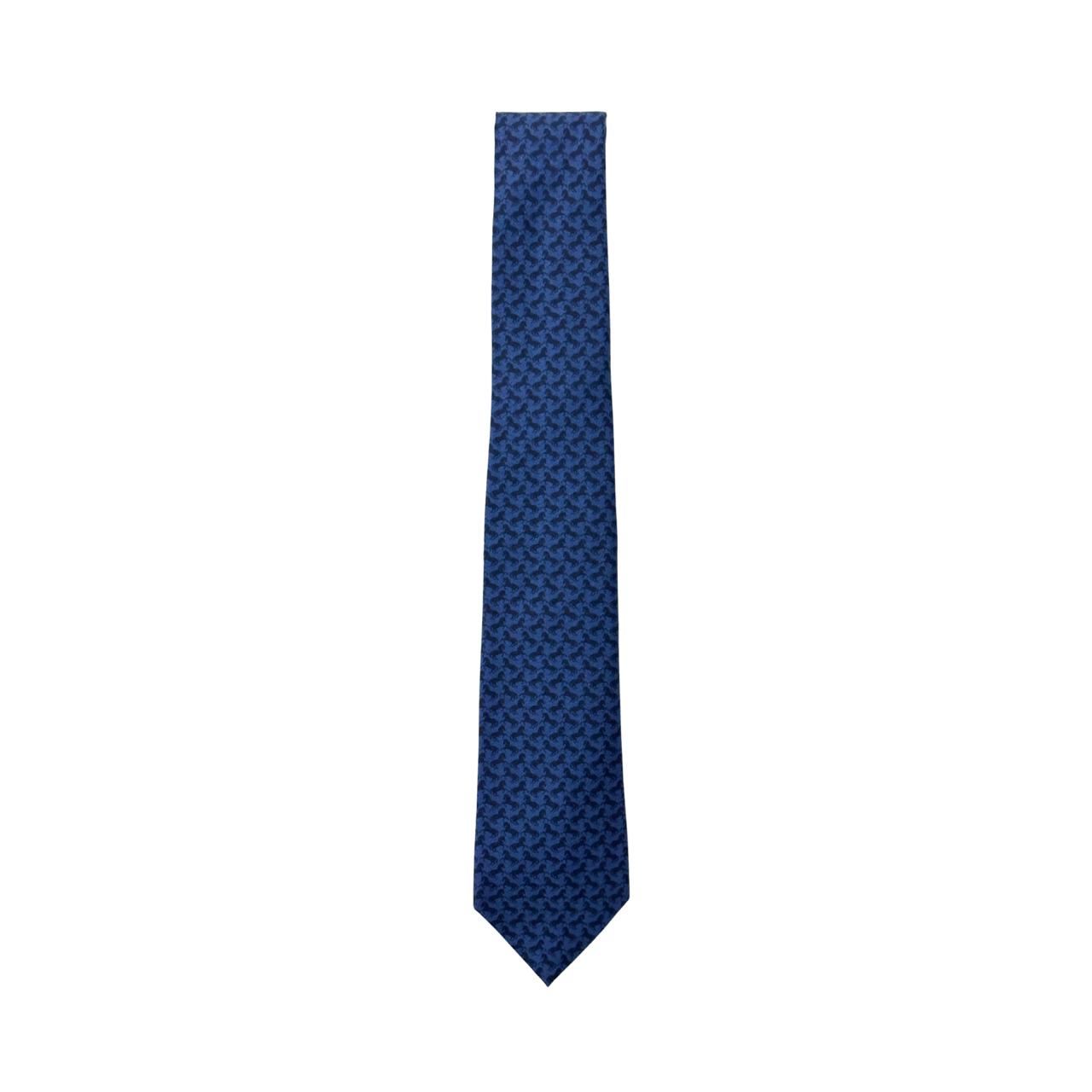 Gucci Navy With Print Silk Tie