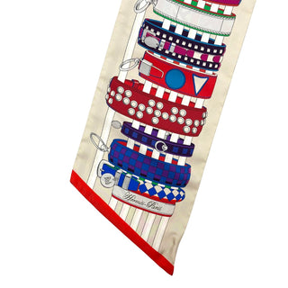 Hermes Maxi Twilly Scarf Beige / Red