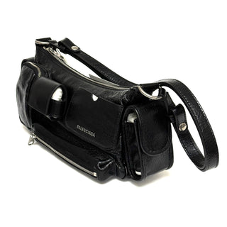 Balenciaga Super Busy Sling Bag in Arena Lambskin Black