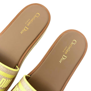 Christian Dior Platform Slides in Natural/ Lemon