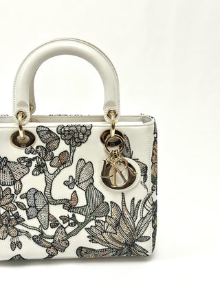 Lady Dior Medium Mexico Motif Microbead Embroidered Multicolor