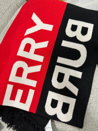 Burberry Black Red Wool Scarf