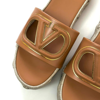 Valentino VLogo Cut Out Leather Flatform Sandals