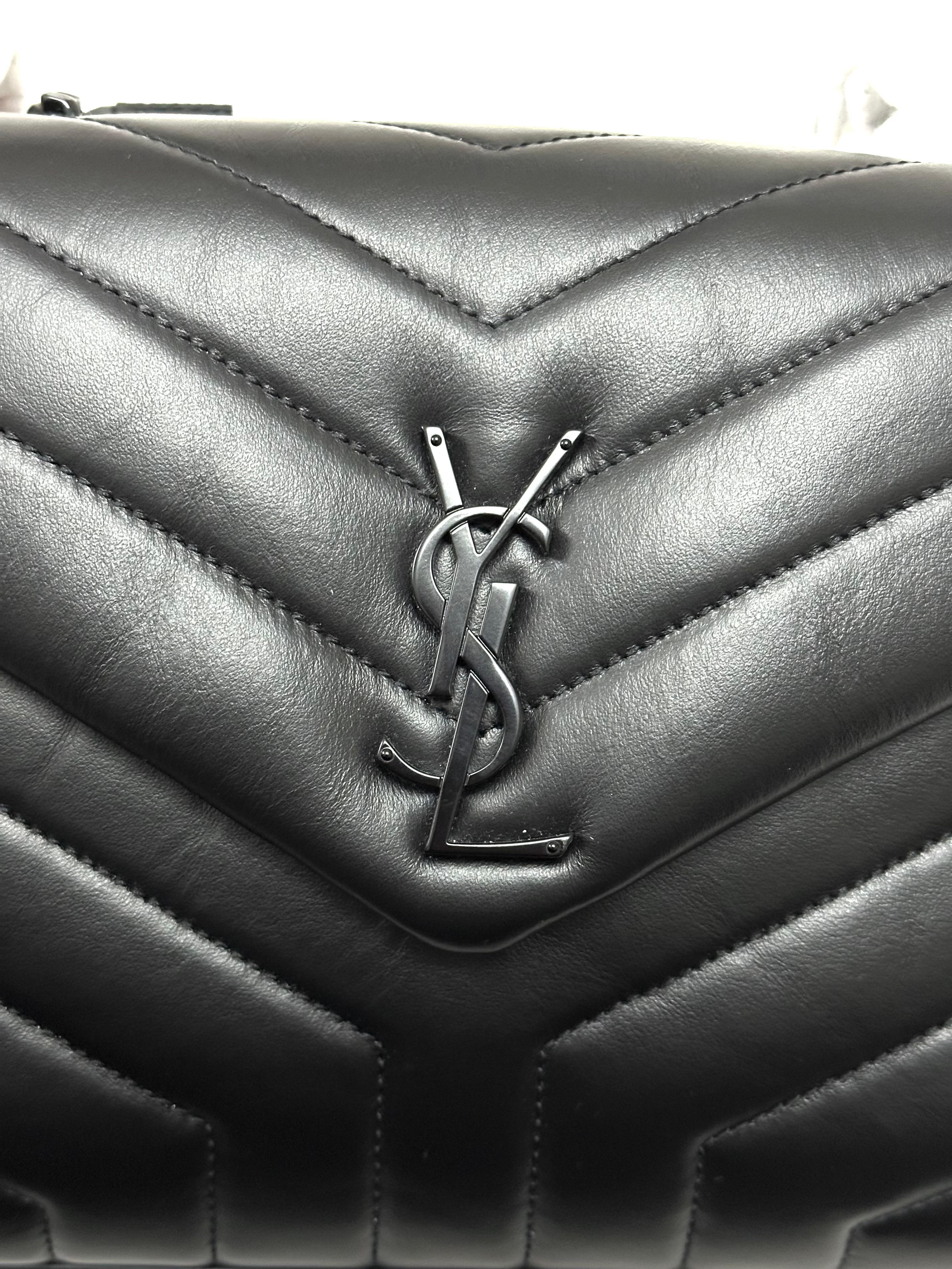 Saint Laurent Small Loulou Bag in Metalesse Leather Black On Black