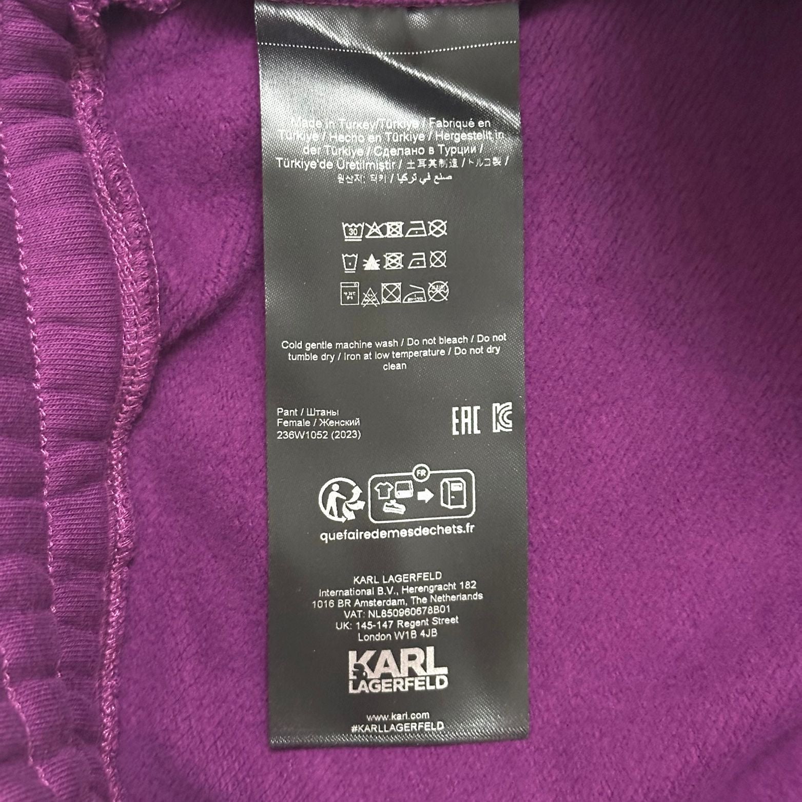 Karl Lagerfeld Purple Crystal Jogger