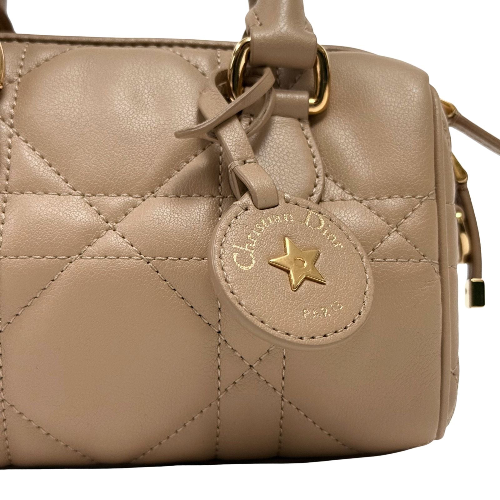 Christian Dior Calfskin Macrocannage Grove 20 Bag Biscuit