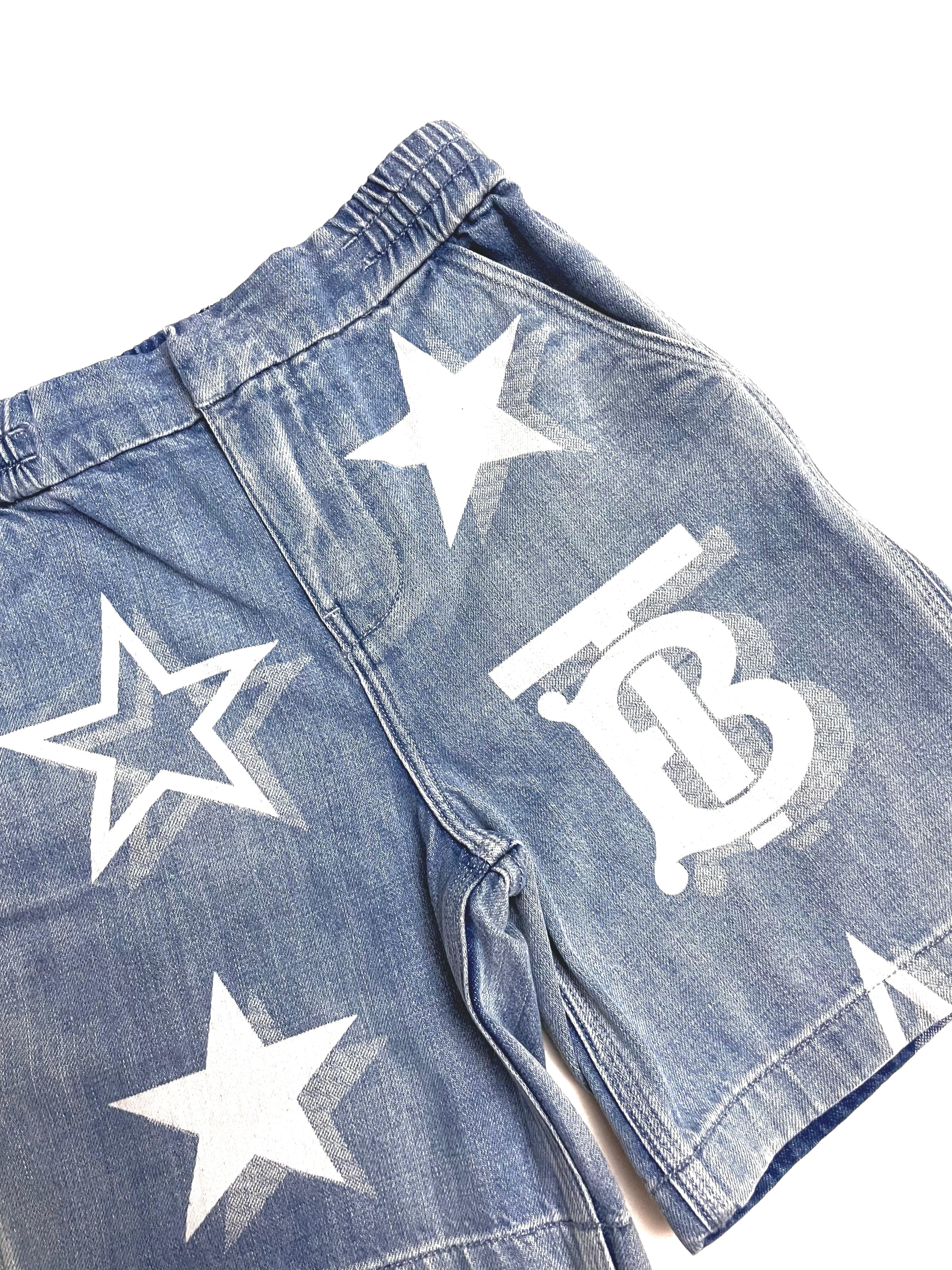 Burberry Denim Elastic Waistband TB Logo Shorts