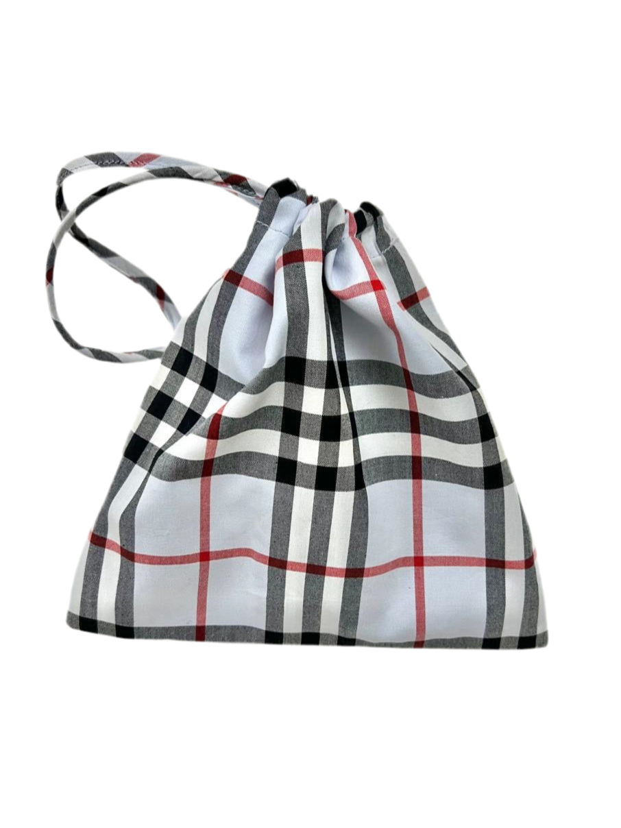 Burberry Checkered Drawstring Pouch