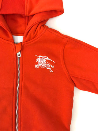 Burberry Orange Zip Hoodie with White Horse Logo