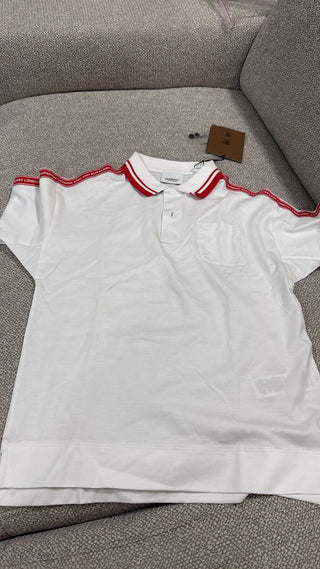 Burberry White Polo with Red stripes