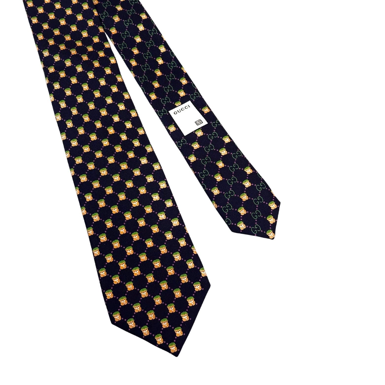 Gucci Silk Tie Navy with Print