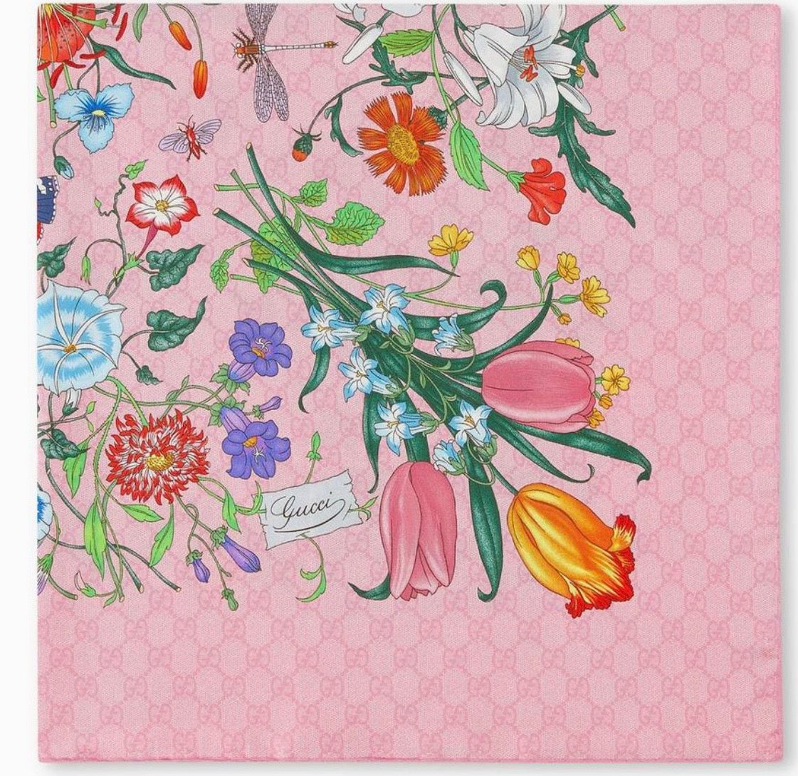 Gucci Silk Twill Pink Scarf